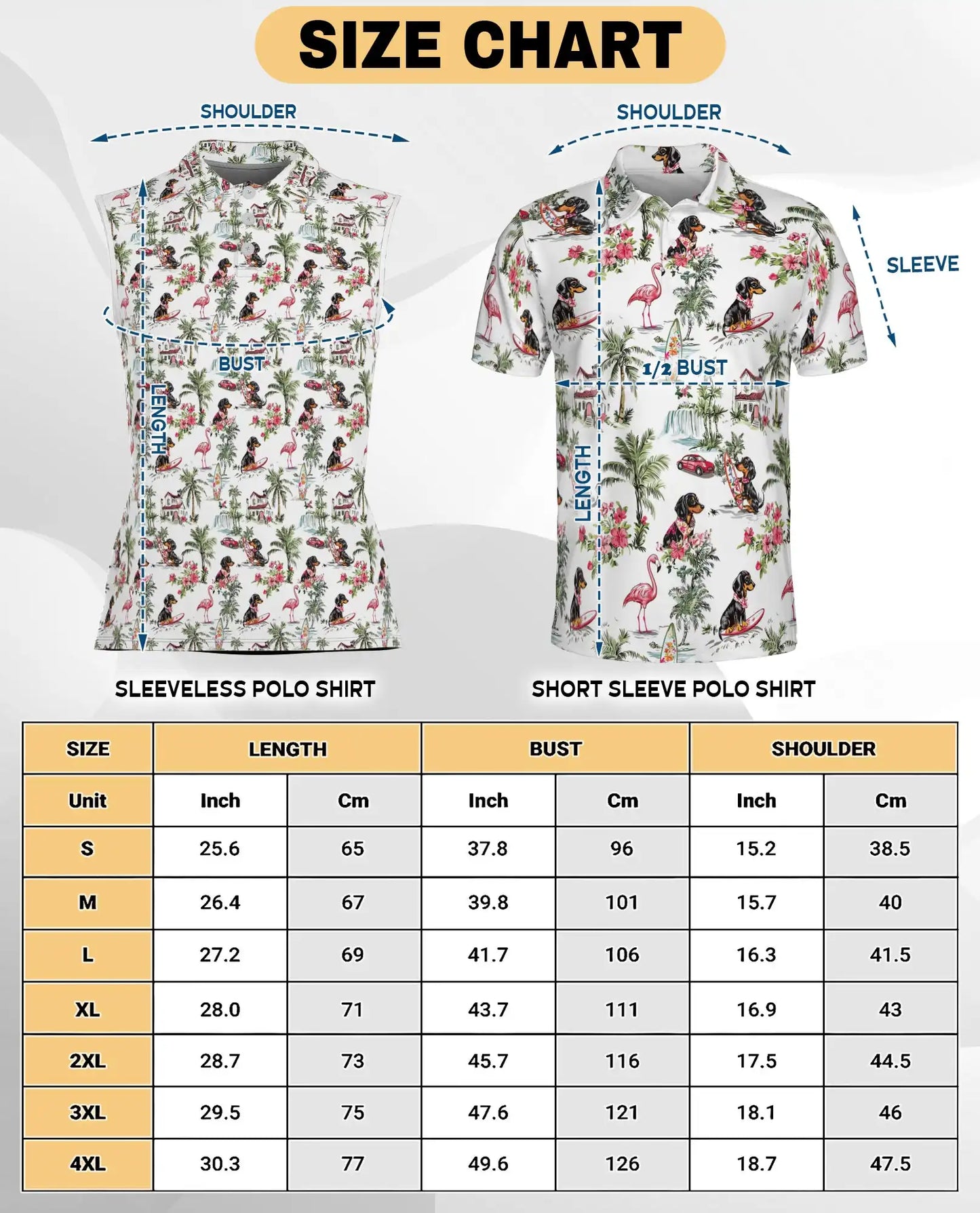 Dachshund Flamingo Tropical Sleeveless Polo Shirt for Women | Azhawaiian