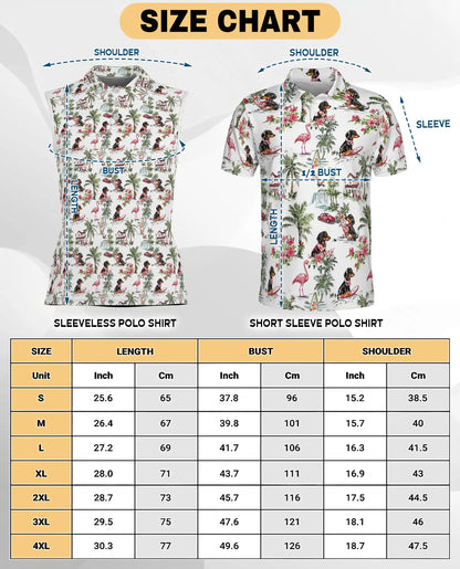 Dachshund Flamingo Tropical Sleeveless Polo Shirt for Women | Azhawaiian