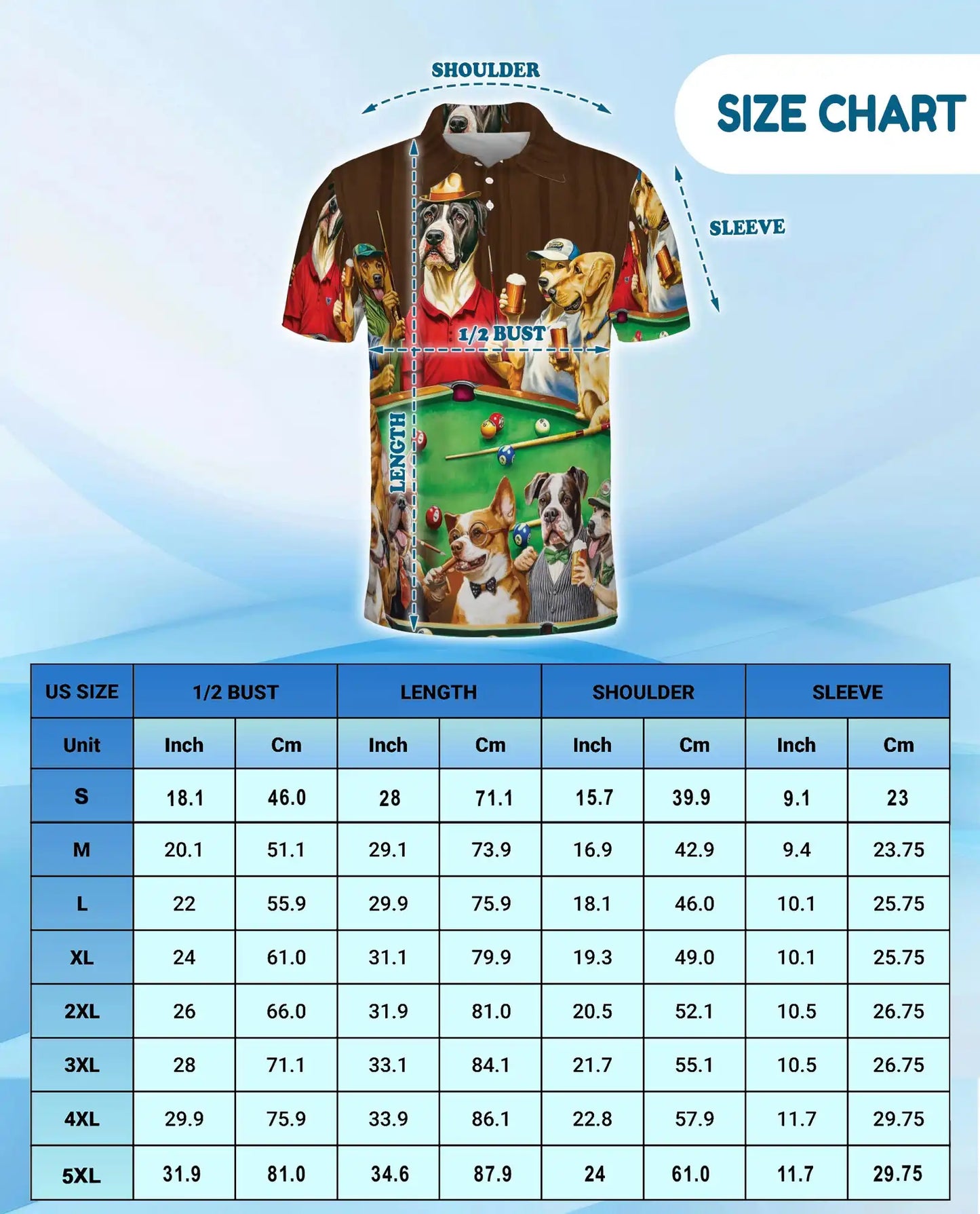 Funny Dogs Playing Pool 3D Polo Shirt for Men, Beer Party Pet Style | Azhawaiian