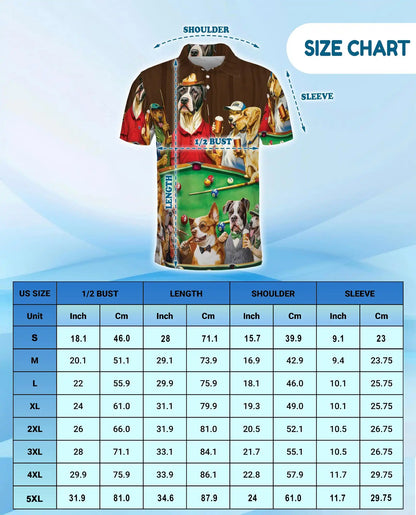 Funny Dogs Playing Pool 3D Polo Shirt for Men, Beer Party Pet Style | Azhawaiian