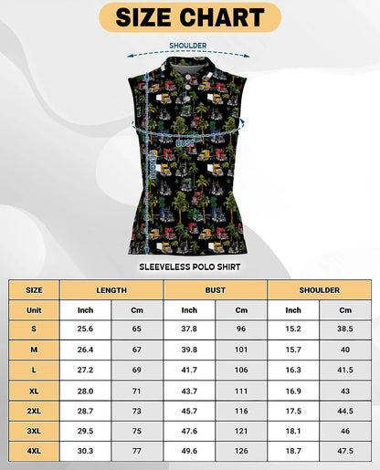 Semi Truck and Palm Tree Print Sleeveless Polo Shirt for Women | Azhawaiian