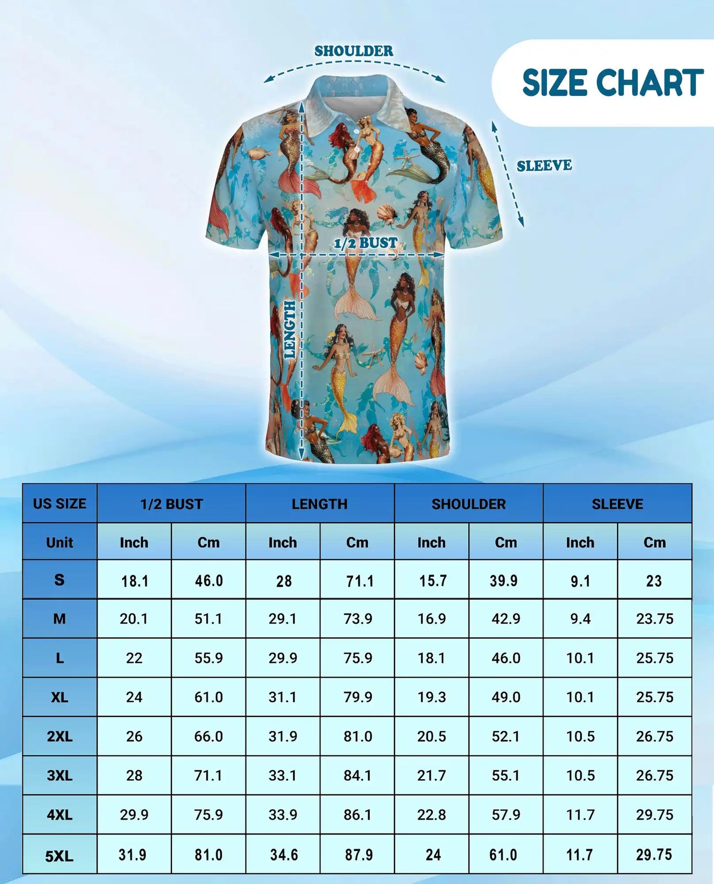 Mermaid Polo Shirt - Tropical Ocean Fantasy Style | Azhawaiian