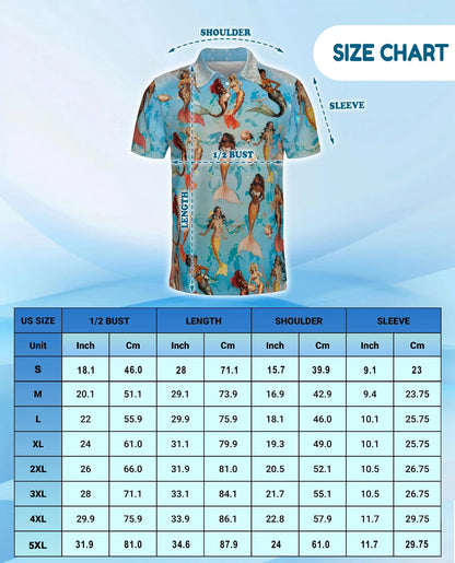 Mermaid Polo Shirt - Tropical Ocean Fantasy Style | Azhawaiian