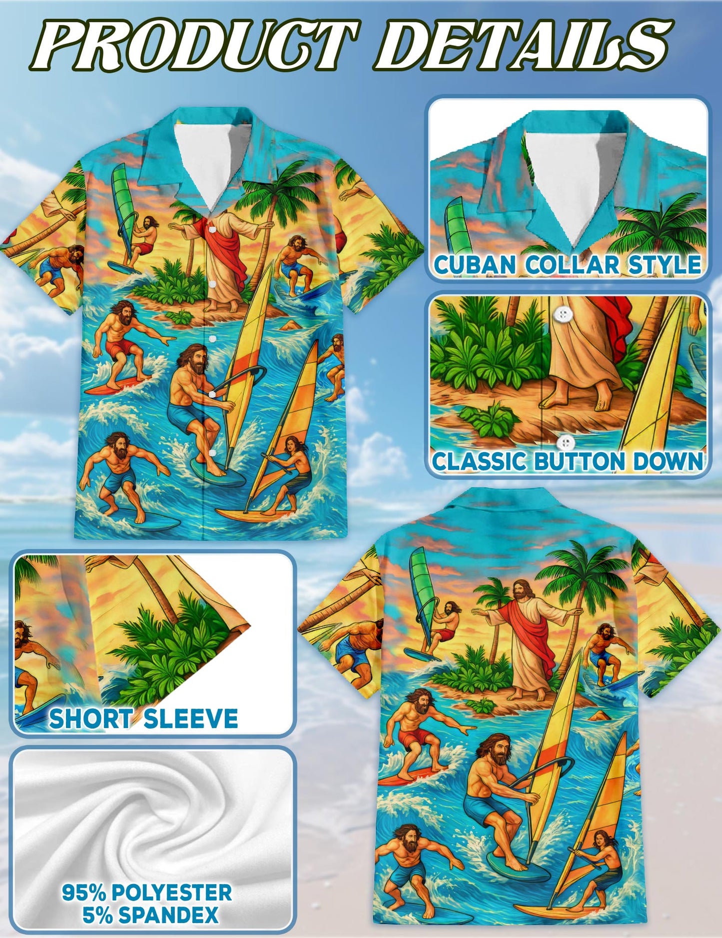 Jesus Surfing Matching Dog Owner Hawaiian Shirts, Funny Pet Aloha Shirt for Beach Vacation - Azhawaiian