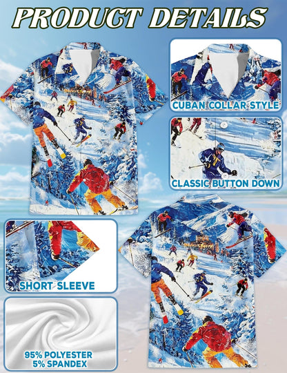 Vintage Skiing Matching Dog Owner Hawaiian Shirts, Funny Pet Aloha Shirt for Beach Vacation - Azhawaiian