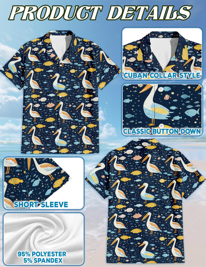 Pelican Matching Dog Owner Hawaiian Shirts, Funny Pet Aloha Shirt for Beach Vacation - Azhawaiian