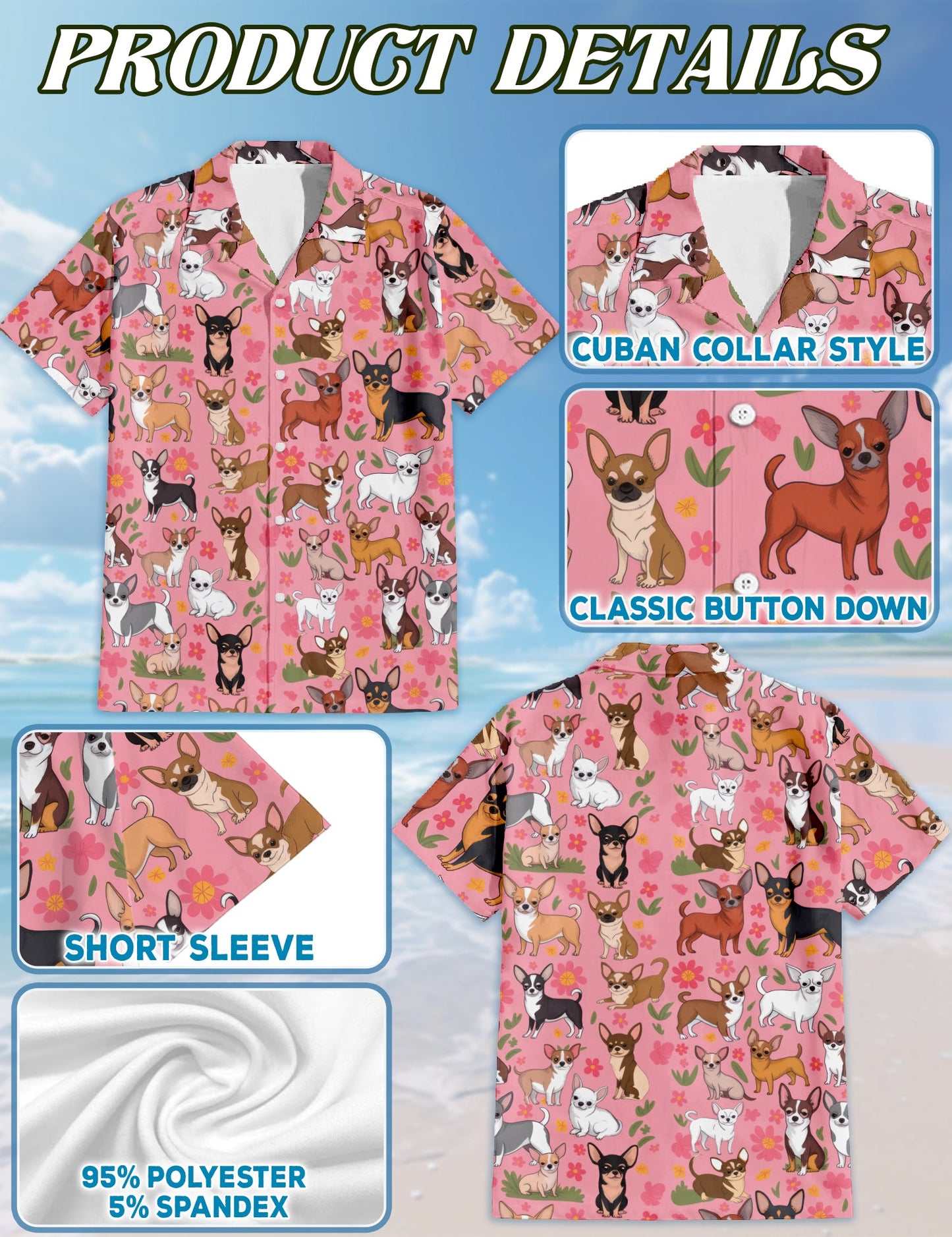 Floral Chihuahua Matching Dog Owner Hawaiian Shirts, Funny Pet Aloha Shirt for Beach Vacation - Azhawaiian