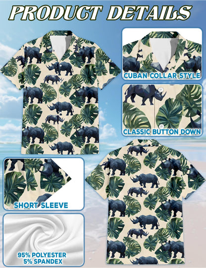 Amazing Rhino Matching Dog Owner Hawaiian Shirts, Funny Pet Aloha Shirt for Beach Vacation - Azhawaiian