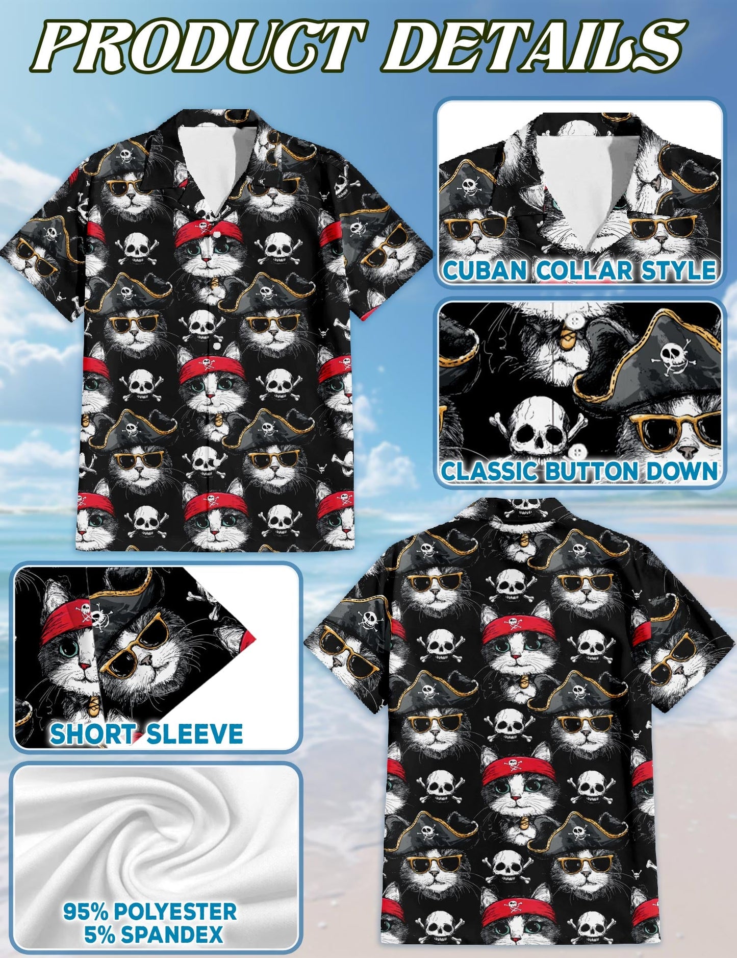 Pirate Cat Matching Dog Owner Hawaiian Shirts, Funny Pet Aloha Shirt for Beach Vacation - Azhawaiian