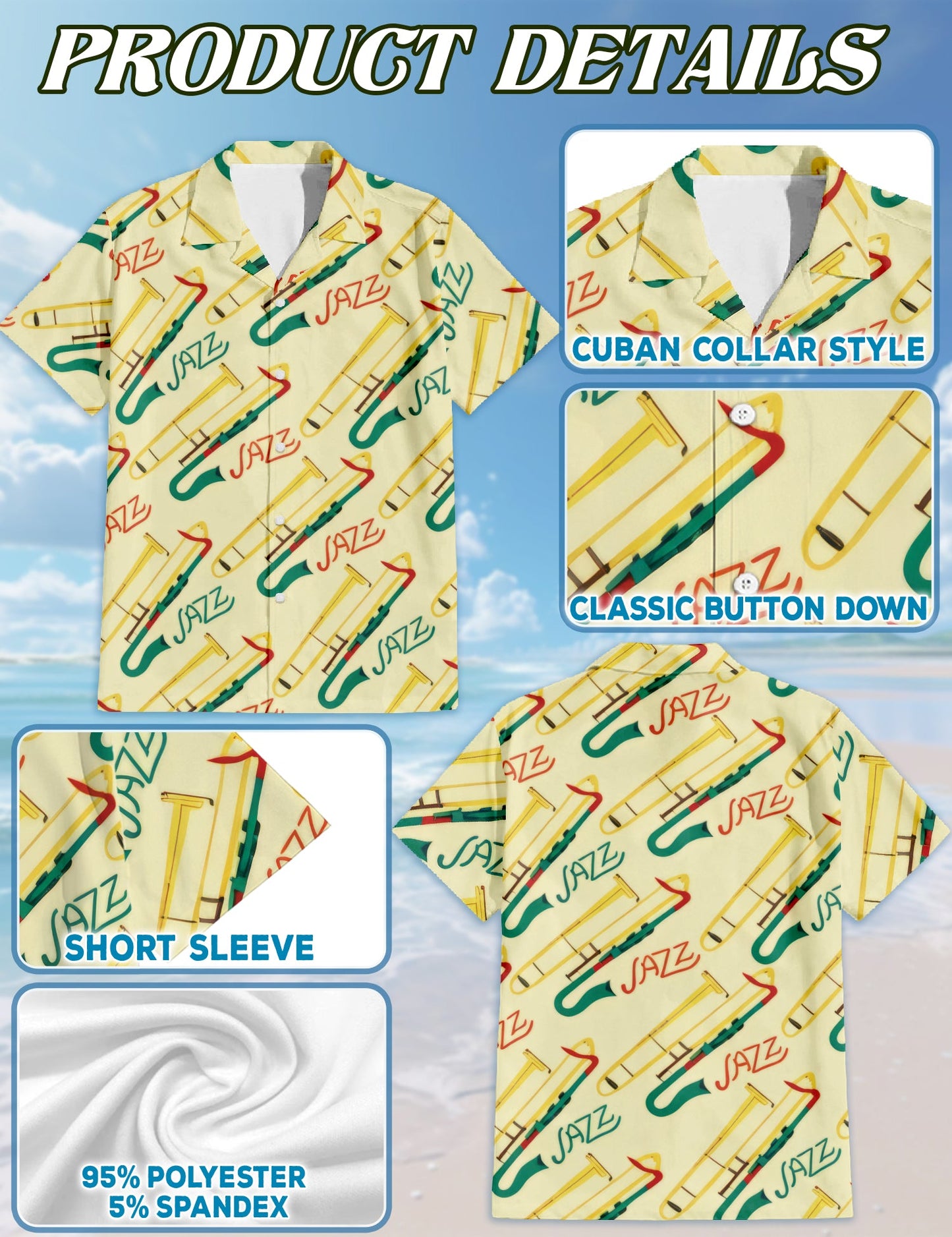 Trombone Pattern Matching Dog Owner Hawaiian Shirts, Funny Pet Aloha Shirt for Beach Vacation - Azhawaiian