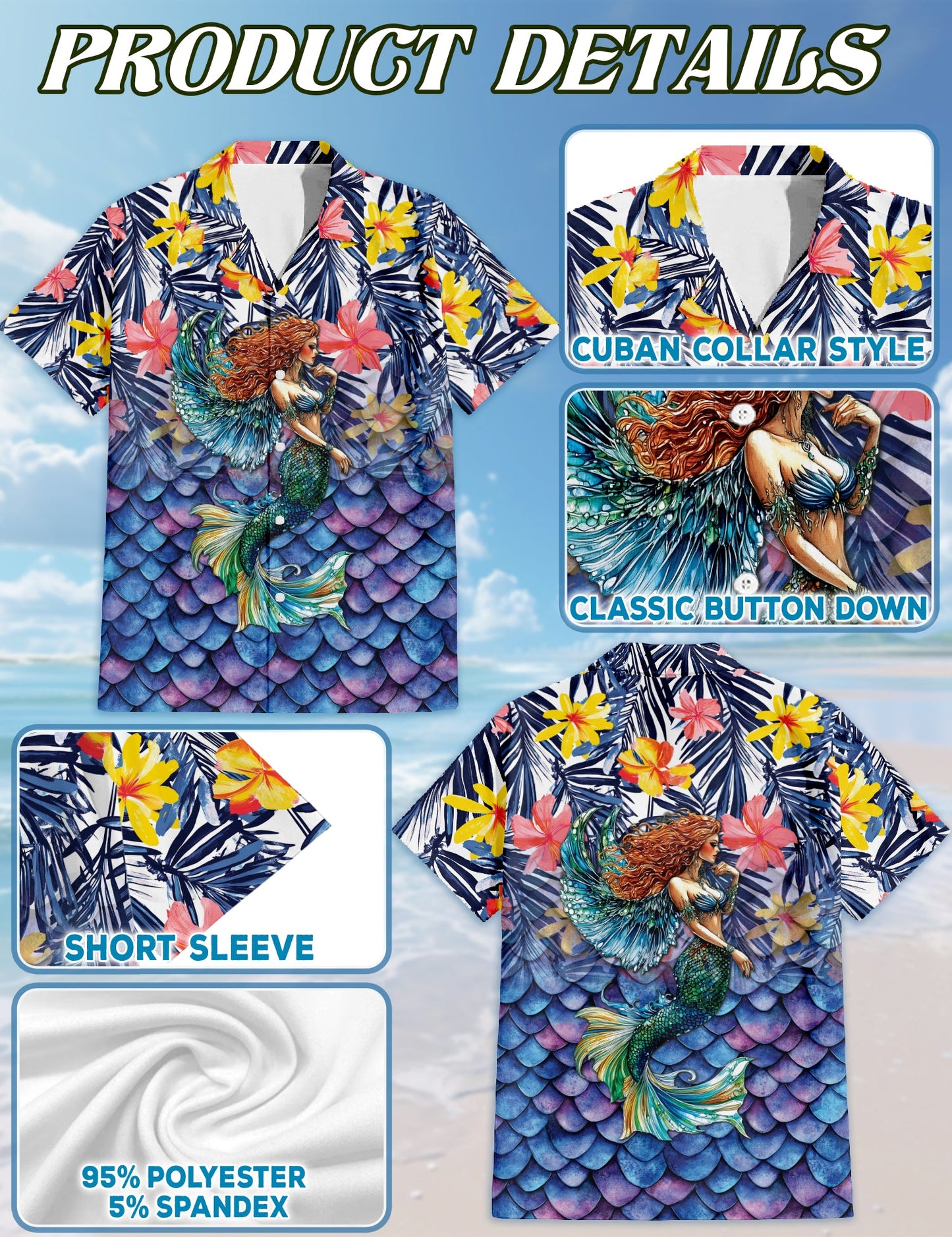 Mermaid Matching Dog Owner Hawaiian Shirts, Funny Pet Aloha Shirt for Beach Vacation - Azhawaiian