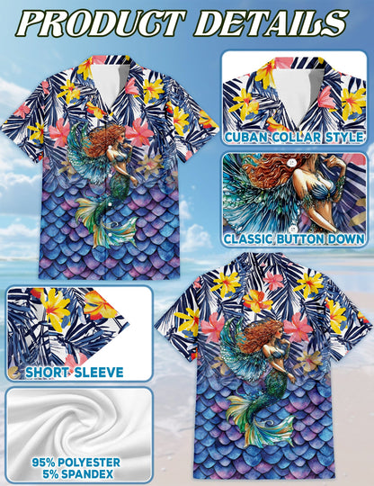 Mermaid Matching Dog Owner Hawaiian Shirts, Funny Pet Aloha Shirt for Beach Vacation - Azhawaiian