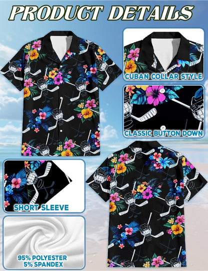 Tropical Hockey Matching Dog Owner Hawaiian Shirts, Funny Pet Aloha Shirt for Beach Vacation - Azhawaiian