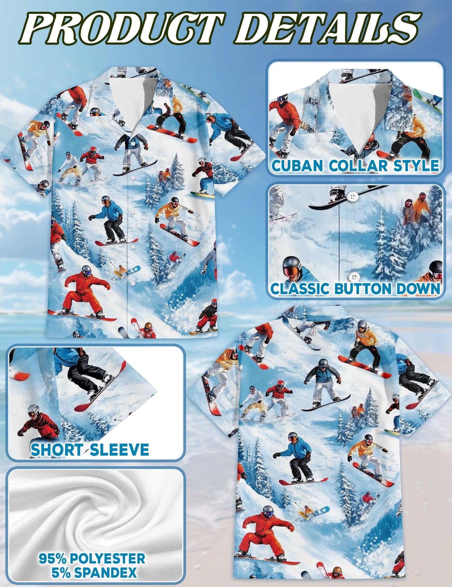 Snowboarding Skiing Matching Dog Owner Hawaiian Shirts, Funny Pet Aloha Shirt for Beach Vacation - Azhawaiian