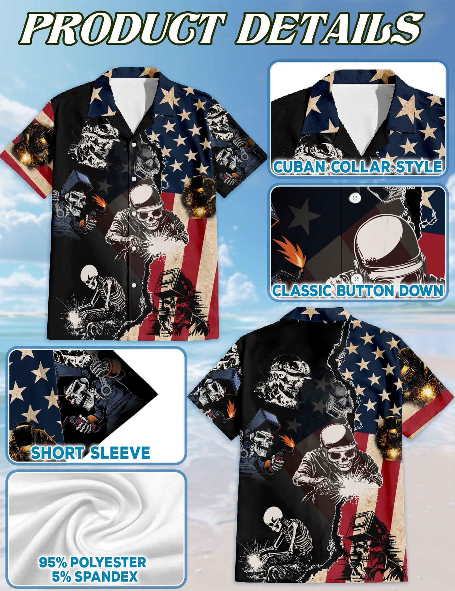 Patriotic Welder Matching Dog Owner Hawaiian Shirts, Funny Pet Aloha Shirt for Beach Vacation - Azhawaiian