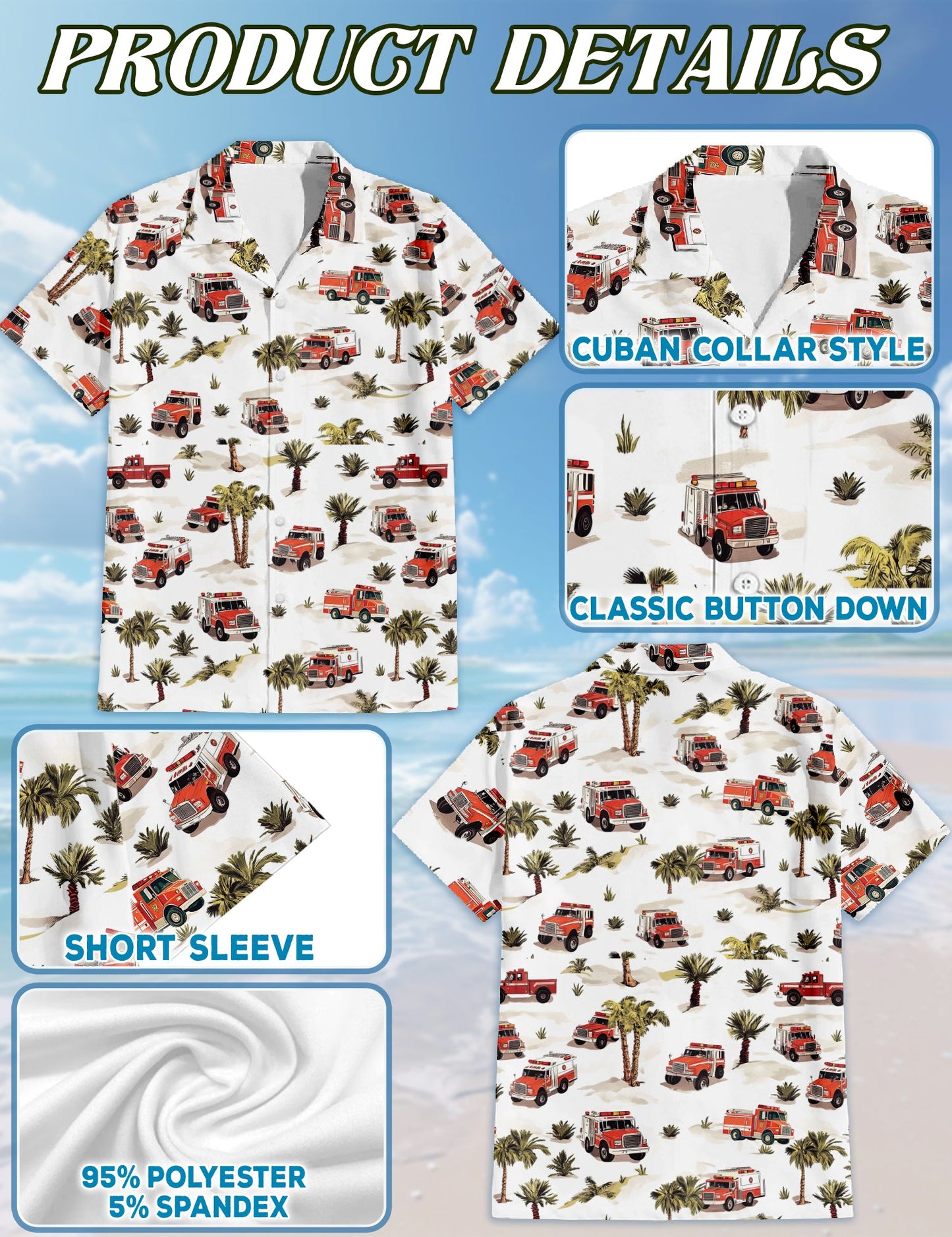Fire Truck Matching Dog Owner Hawaiian Shirts, Funny Pet Aloha Shirt for Beach Vacation - Azhawaiian