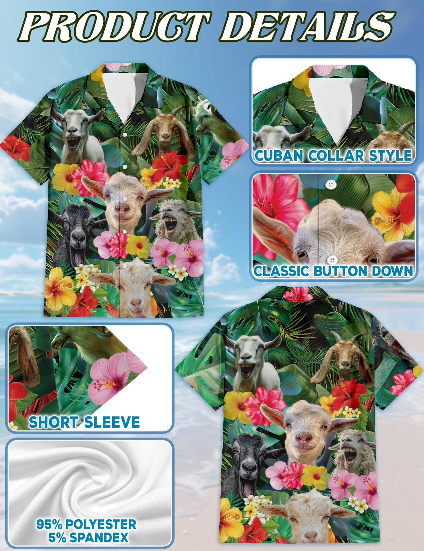 Happy Goat Matching Dog Owner Hawaiian Shirts, Funny Pet Aloha Shirt for Beach Vacation - Azhawaiian