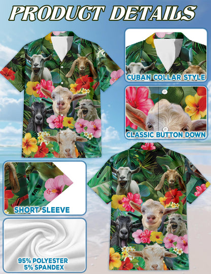 Happy Goat Matching Dog Owner Hawaiian Shirts, Funny Pet Aloha Shirt for Beach Vacation - Azhawaiian