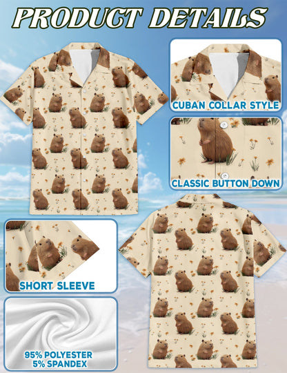 Capybara Matching Dog Owner Hawaiian Shirts, Funny Pet Aloha Shirt for Beach Vacation - Azhawaiian