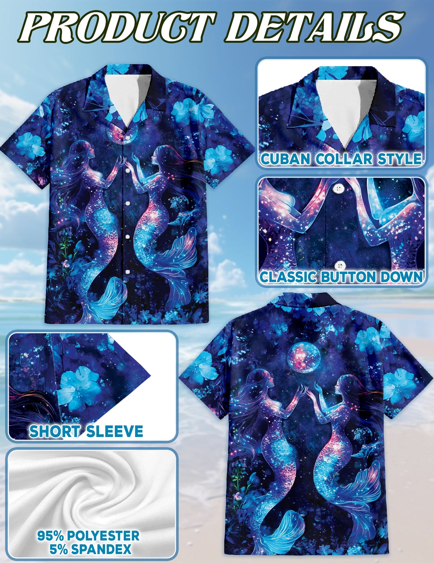 Floral Mermaid Matching Dog Owner Hawaiian Shirts, Funny Pet Aloha Shirt for Beach Vacation - Azhawaiian