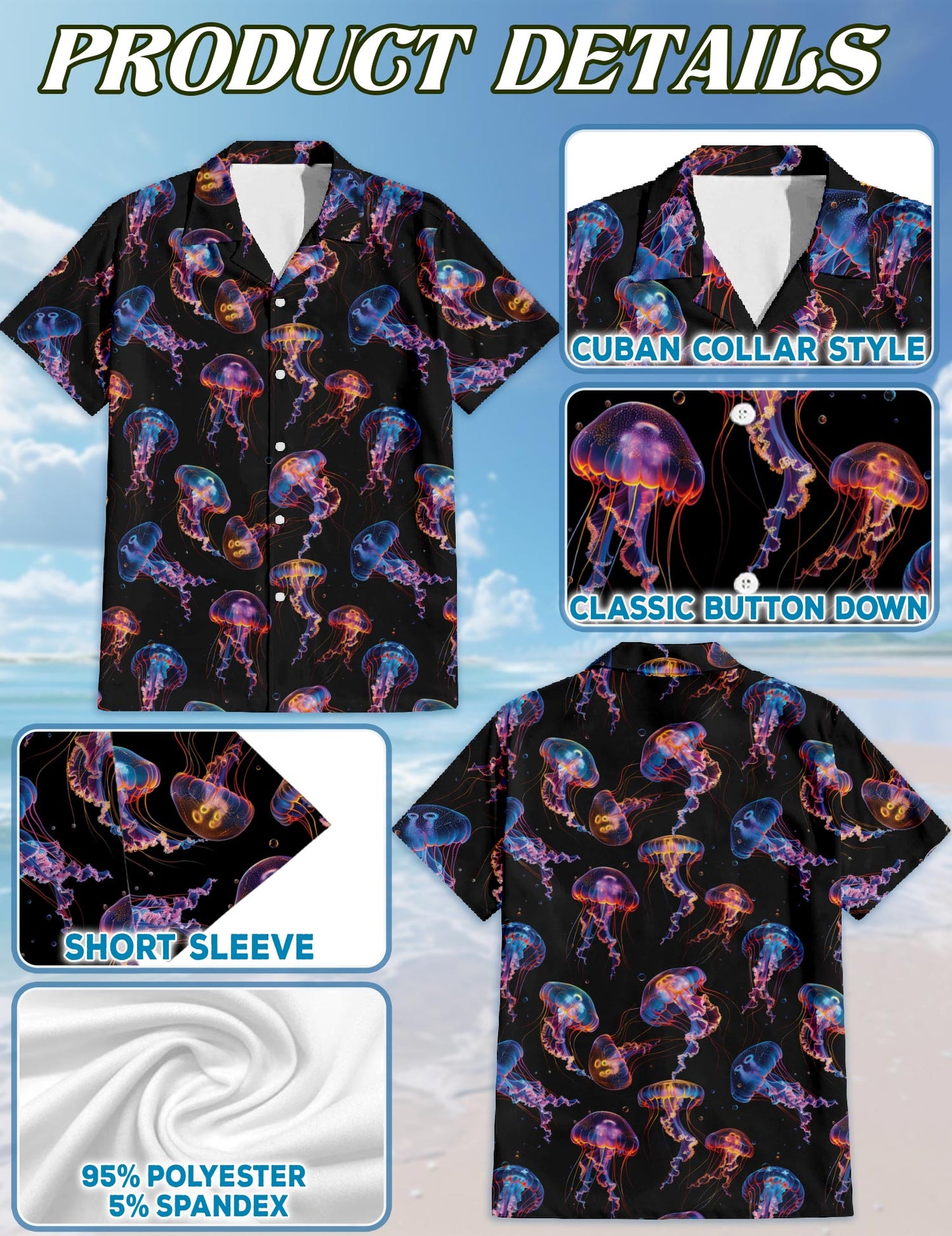 Neon Jellyfish Matching Dog Owner Hawaiian Shirts, Funny Pet Aloha Shirt for Beach Vacation - Azhawaiian