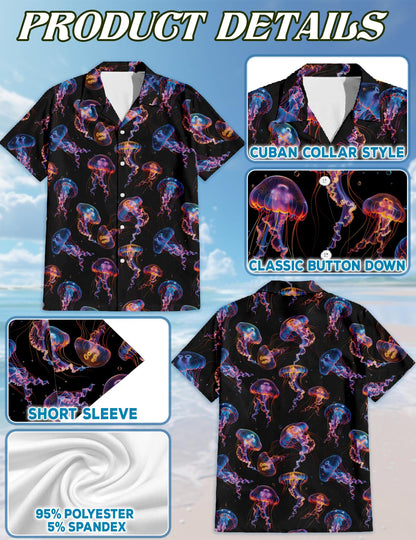 Neon Jellyfish Matching Dog Owner Hawaiian Shirts, Funny Pet Aloha Shirt for Beach Vacation - Azhawaiian