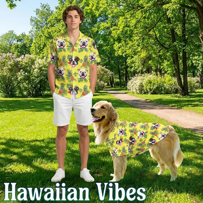 English Bulldog  Summer Beach Outfit Matching Dog Owner Hawaiian Shirts, Pet Aloha Shirt - Azhawaiian