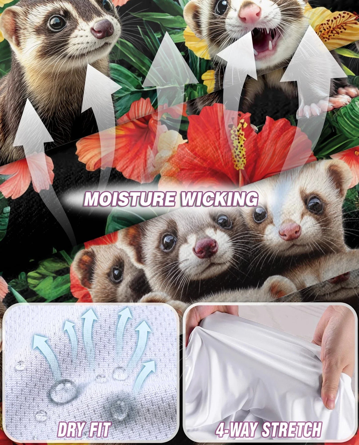 Ferrets Tropical Sleeveless Polo Shirt for Women | Azhawaiian