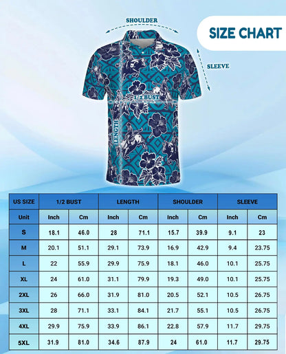 Western Rodeo Hibiscus Polo Shirt for Men- Cowboy Bull Riding | Azhawaiian