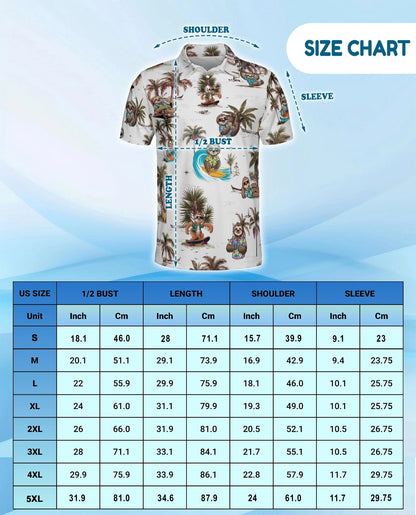 Funny Sloth Summer Beach Polo Shirt for Men, Tropical Animal Style | Azhawaiian