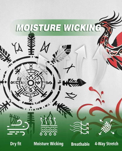Phoenix Tribal 3D Polo Shirt for Men, Nordic Raven Symbol Style | Azhawaiian