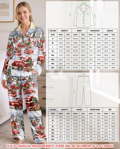 Vintage Red Truck Christmas Pajama Set for Women – Santa Print