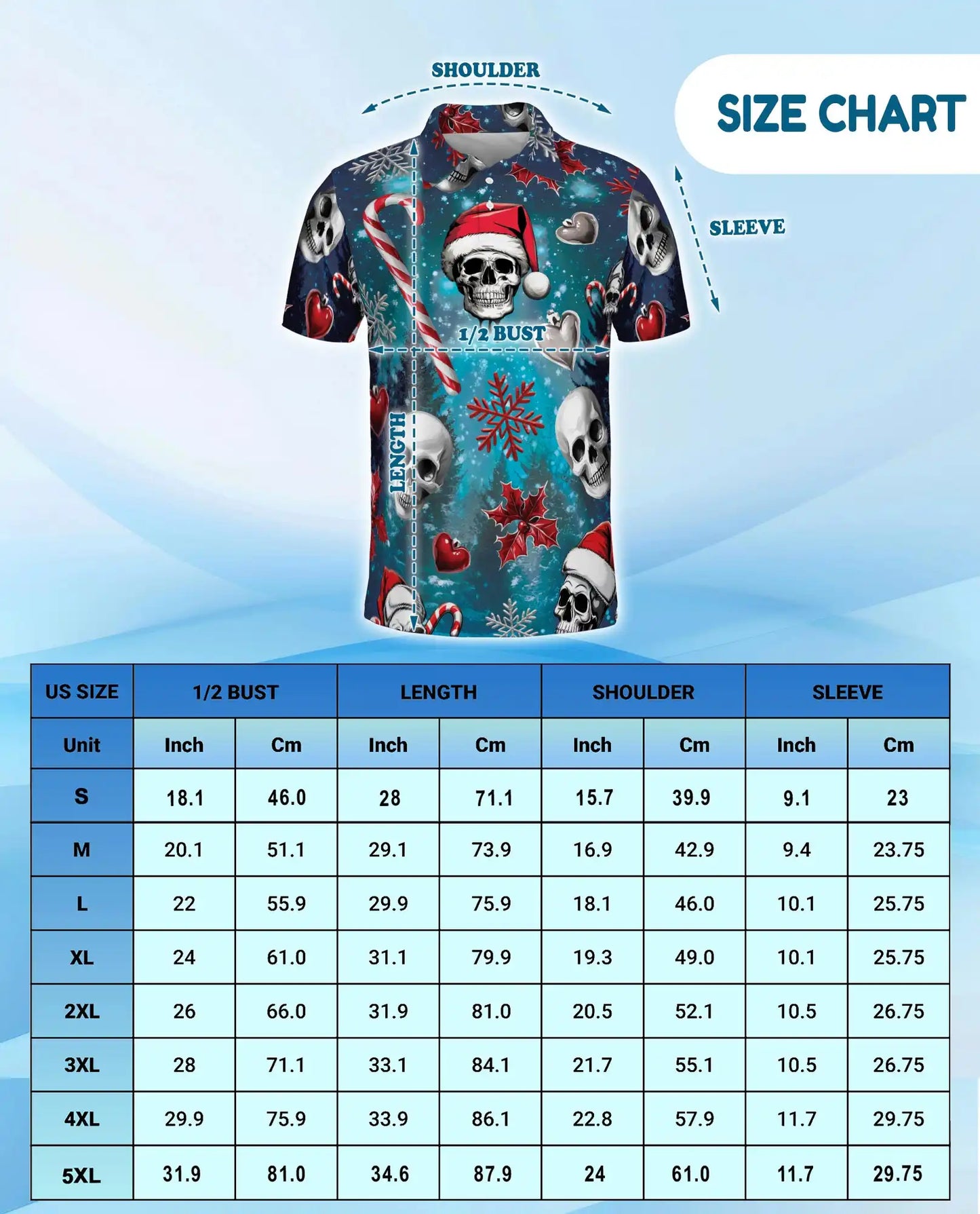 Christmas Skull 3D Polo Shirt for Men, Gothic Holiday Horror Style | Azhawaiian