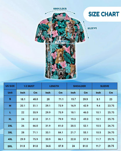 Pitbull Hibiscus Tropical Polo Shirt for Men, Dog Island Style | Azhawaiian
