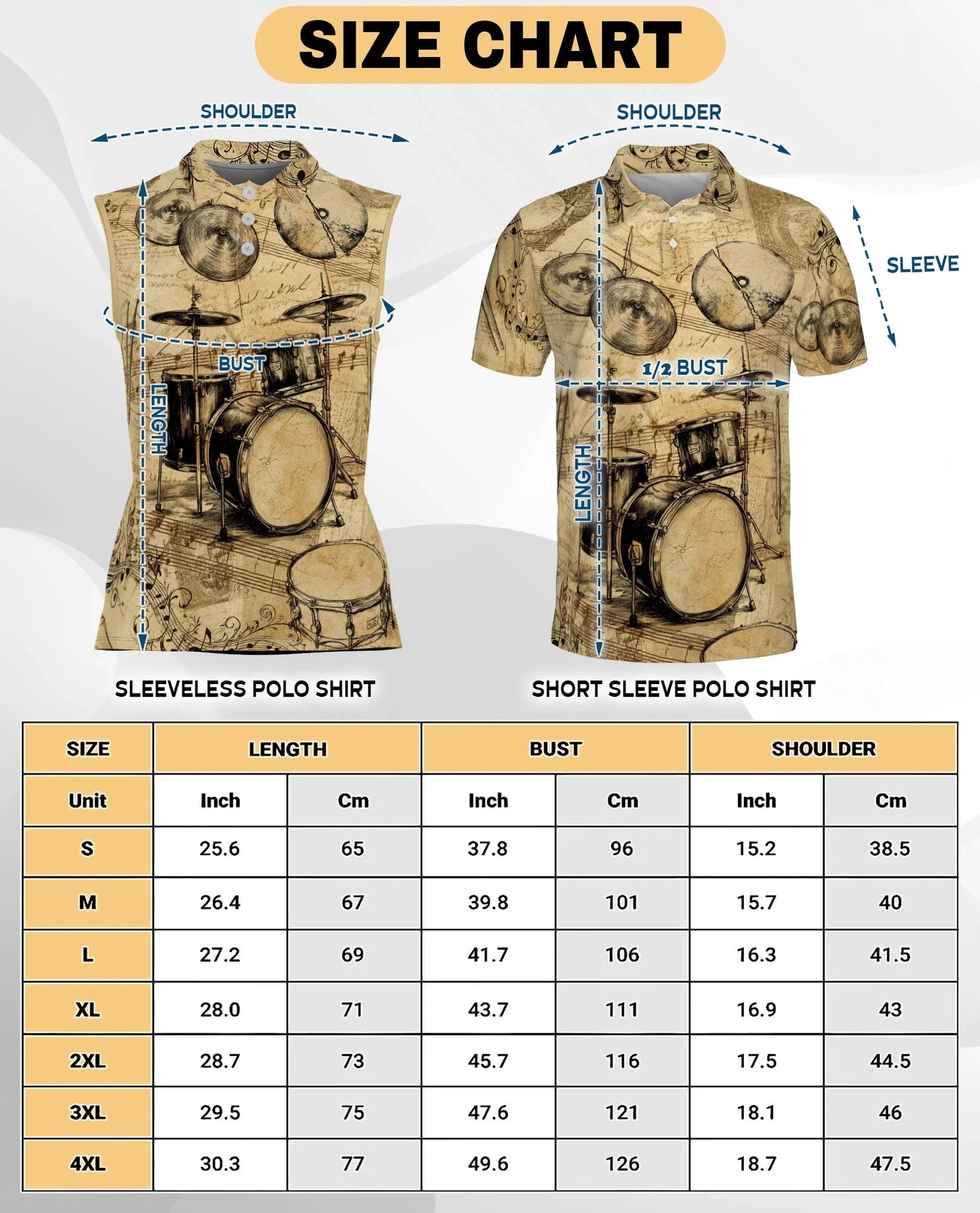 Drum Pattern Sleeveless Polo Shirt for Women | Azhawaiian