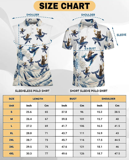 Cat Riding Whale Funny Sleeveless Polo Shirt for Women | Azhawaiian