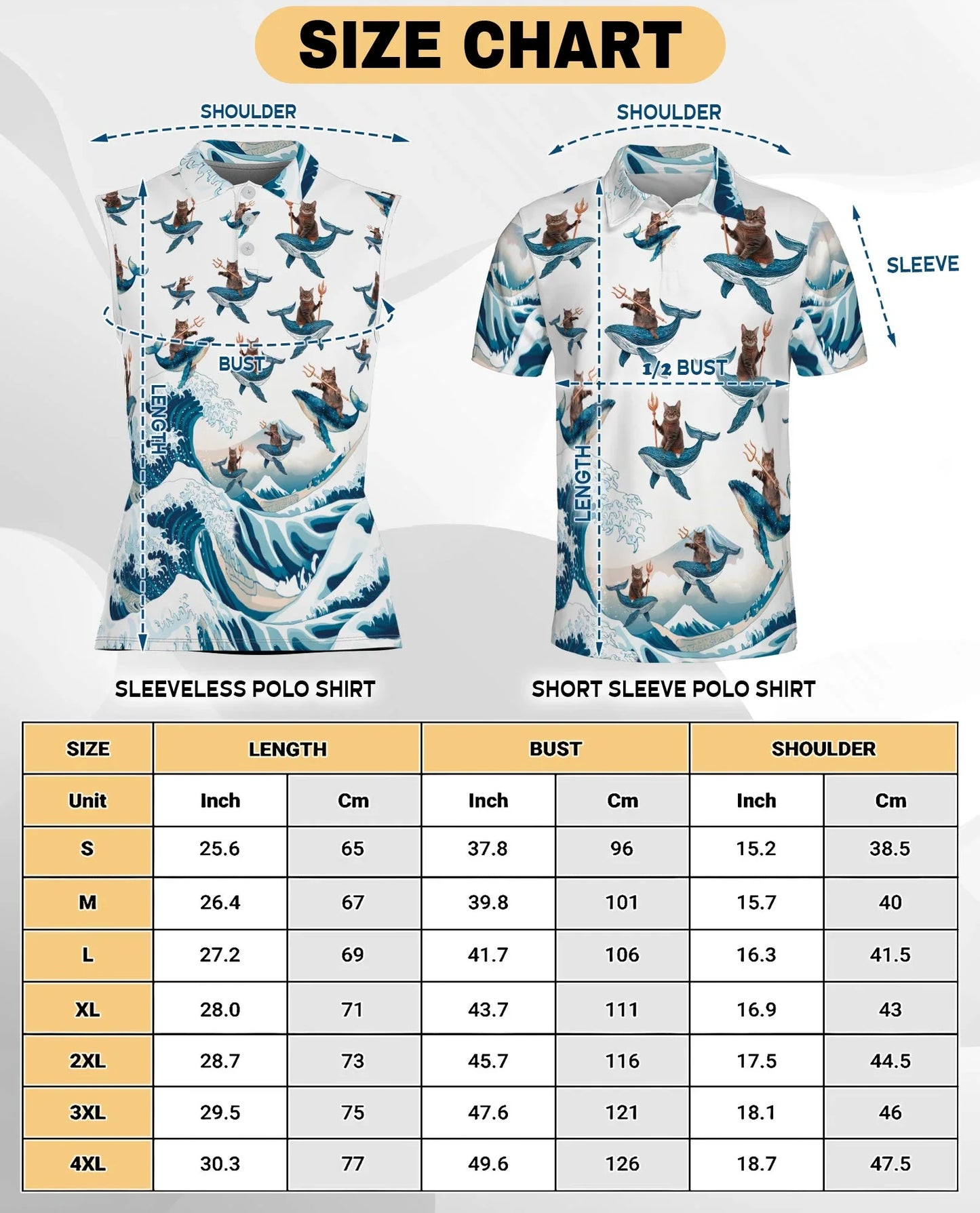 Cat Riding Whale Funny Sleeveless Polo Shirt for Women | Azhawaiian