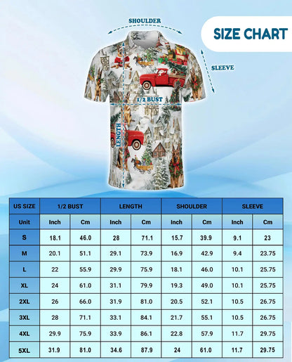 German Shepherd Christmas Polo Shirt, Winter Village Print | Azhawaiian