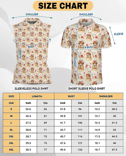 Floral Capybara Pattern Sleeveless Polo Shirt for Women | Azhawaiian
