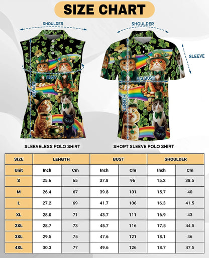 Saint Patrick's Day Cats Shamrocks Sleeveless Polo Shirt for Women | Azhawaiian