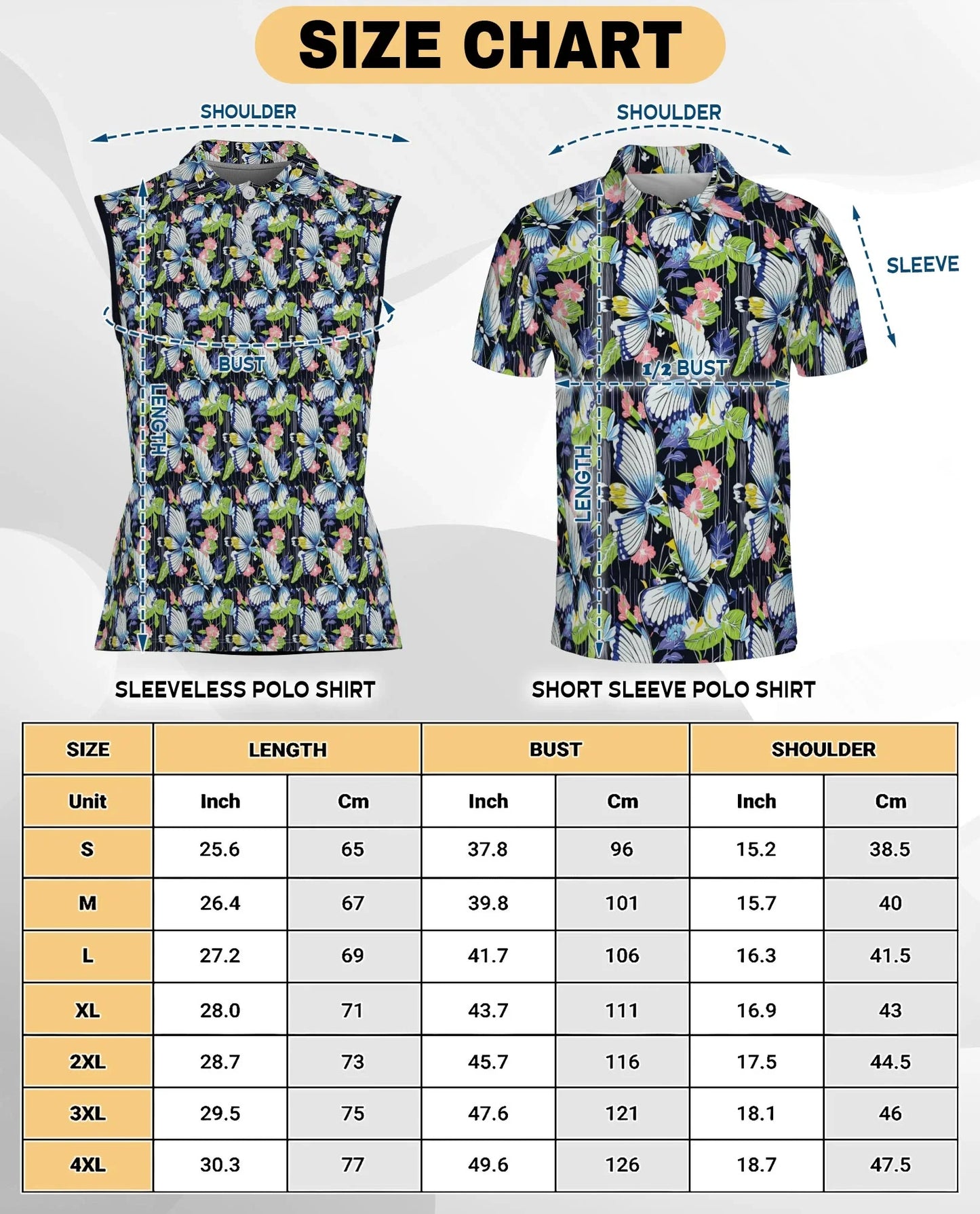 Amazing Butterfly Sleeveless Polo Shirt for Women | Azhawaiian
