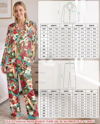 Retro Christmas Pin-Up Pajama Set for Women – Vintage Holiday Print