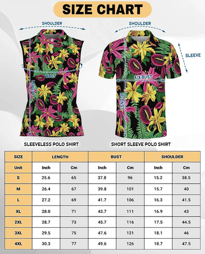 Venus Flytrap Pattern Sleeveless Polo Shirt for Women | Azhawaiian