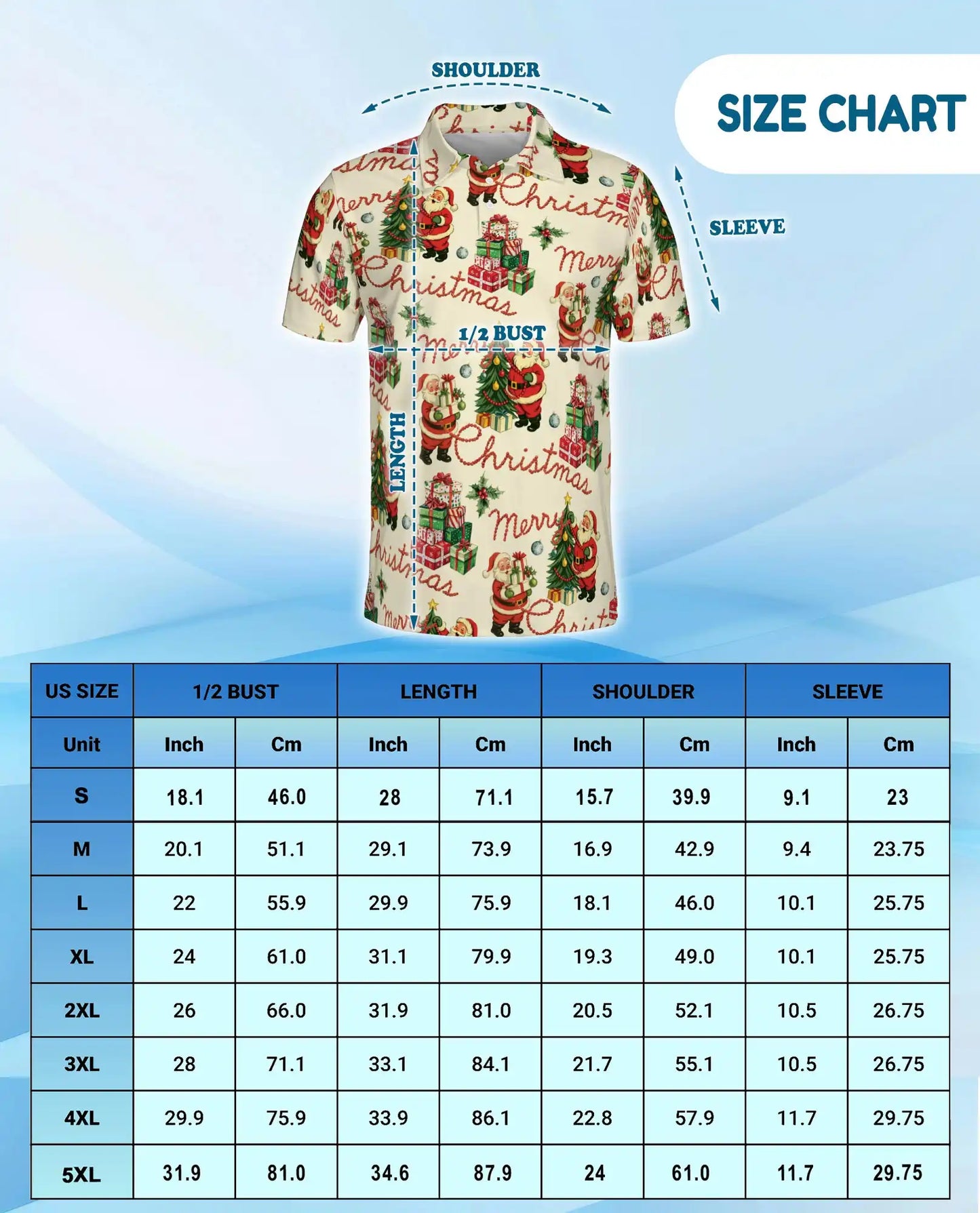 Vintage Merry Christmas 3D Polo Shirt for Men, Retro Santa Holiday Style | Azhawaiian