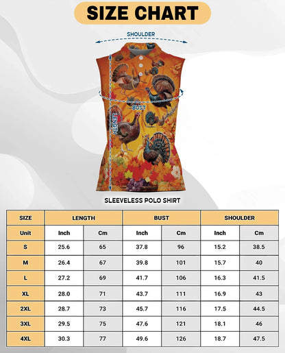 Turkey Thanksgiving Edition Sleeveless Polo Shirt for Women | Azhawaiian