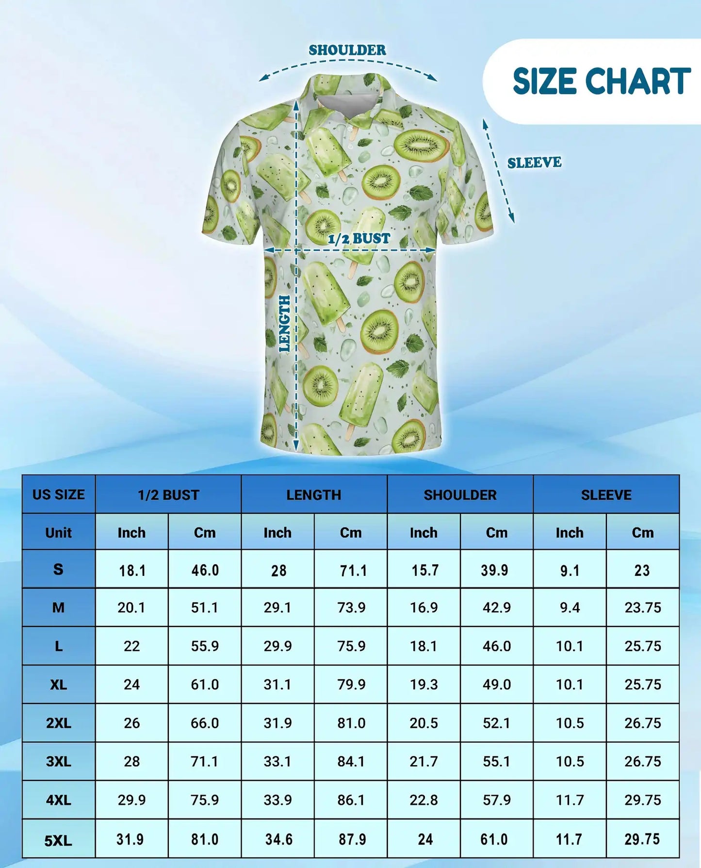 Kiwi Popsicle Polo Shirt for Men, Fresh Summer Style | Azhawaiian