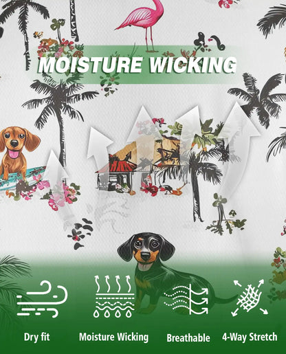 Dachshund Tropical Polo Shirt, Beach Dog Print | Azhawaiian