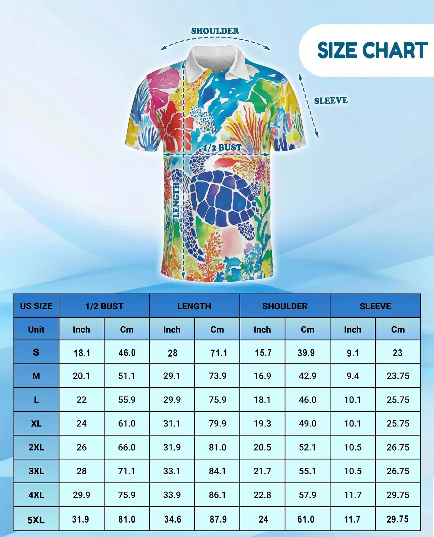 Colorful Sea Turtle Polo Shirt for Men, Vibrant Ocean Design | Azhawaiian