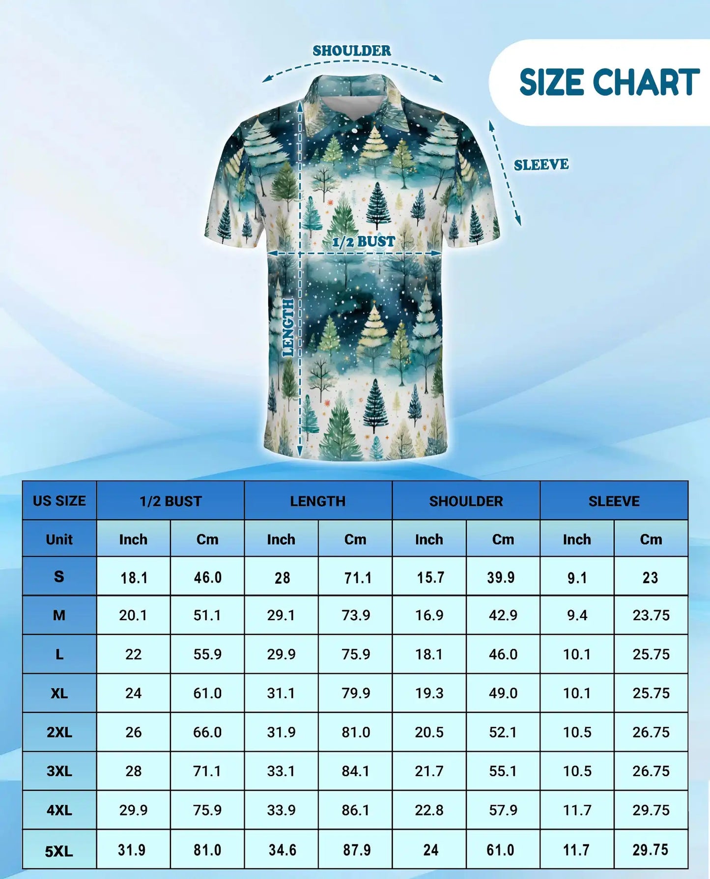 Winter Forest Polo Shirt - Snowy Christmas Tree Style | Azhawaiian