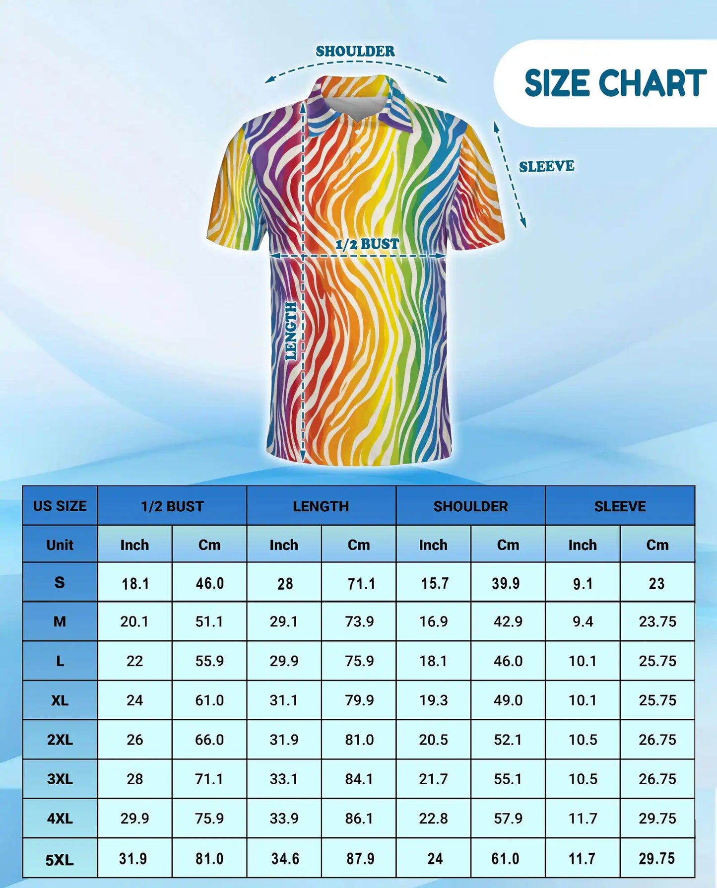 Rainbow Wave Polo Shirt for Men, Colorful Summer Style | Azhawaiian